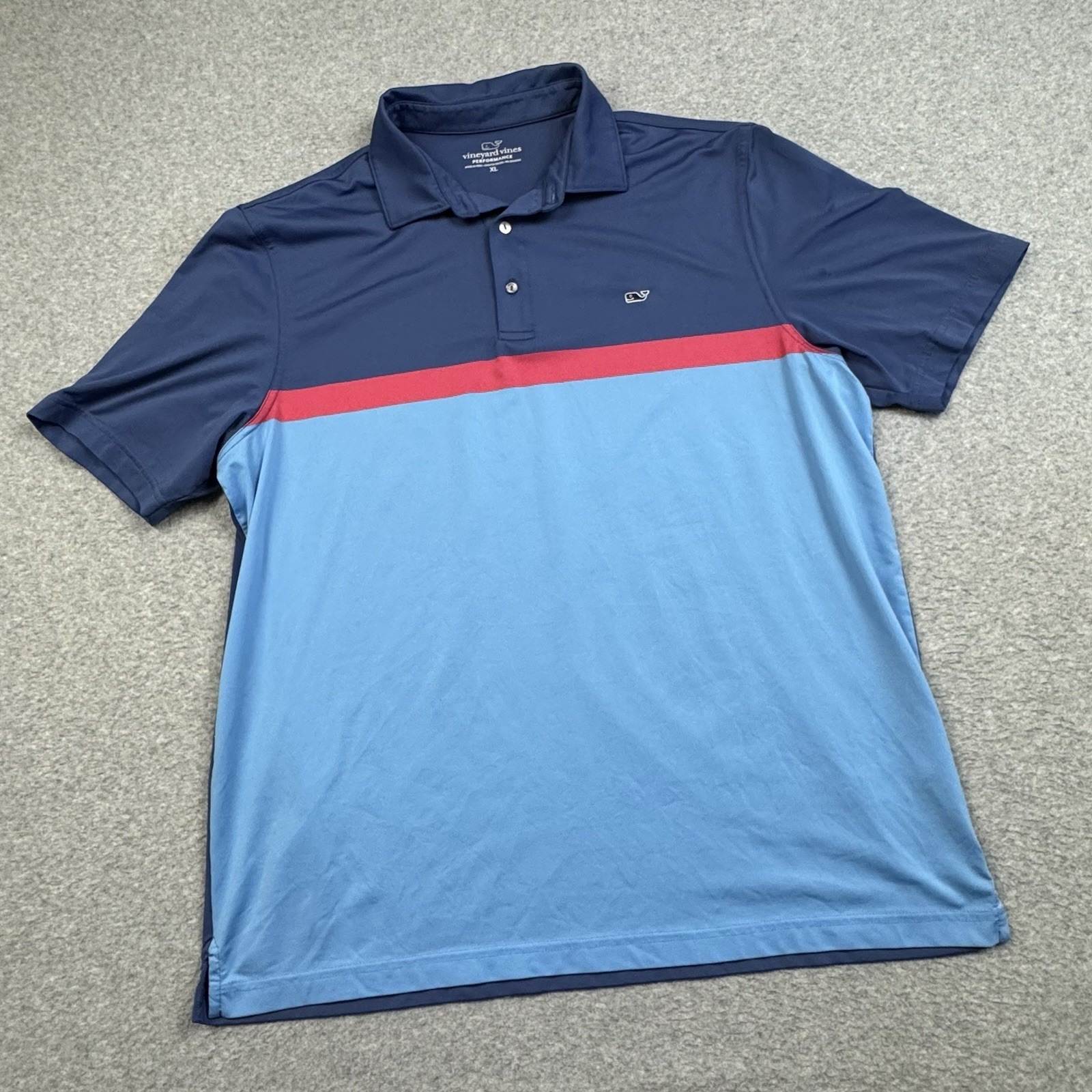 Vineyard Vines Performance Polo Shirt Mens Xl Blue Red Stripe Golf Preppy Casual